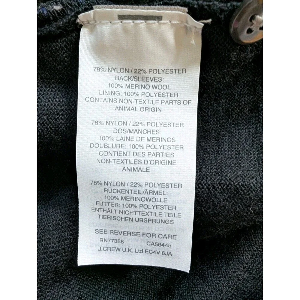 J. Crew Navy Cardigan With Lace Overlay Merino Wool L Classic Preppy